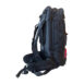 Side view of Nokta DetectoBag backpack in black and grey with red accents, padded straps, and zippered compartments.
