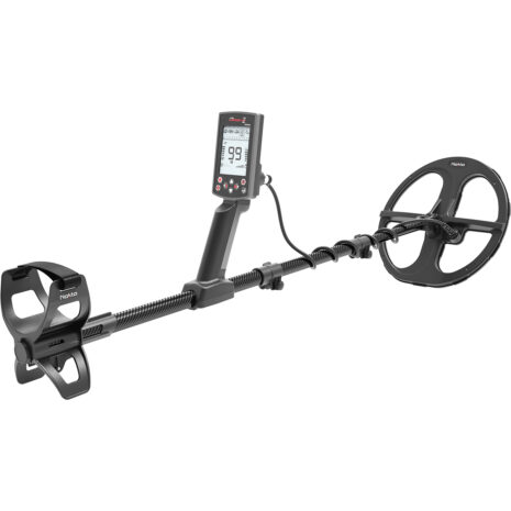 Nokta Legend 2 SMF Metal Detector Right Perspective Nokta Legend 2 SMF metal detector with carbon fiber shaft, black search coil, and digital LCD display, right side view.
