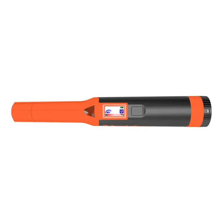 Nokta AccuPoint Lite Pinpointer Top View Top view of the black and orange Nokta AccuPoint Lite pinpointer
